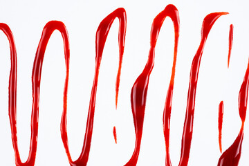 Abstract Red White Background Line Red Paint Top View.