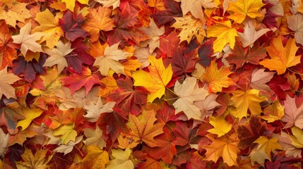 Fototapeta premium Autumn leaves pattern background top view