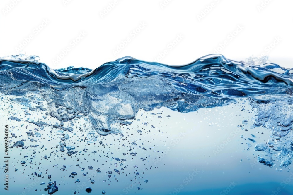 Poster a close-up shot of a wave with bubbles, suitable for use in water-themed illustrations or as a backg
