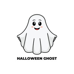 halloween ghost cartoon cute smile design vector template