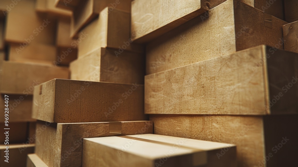 Poster a collection of boxes piled high, perfect for office or storage use