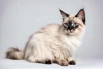Balinese cat on white background, Ai Generated
