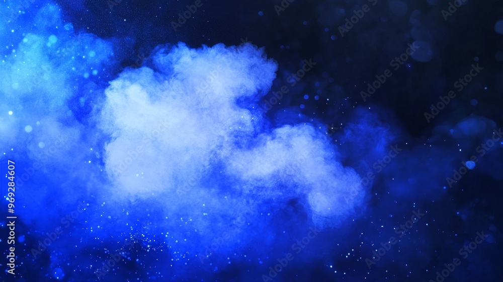 Poster glow particles represent the integration of apis into clouds and cloud computing.