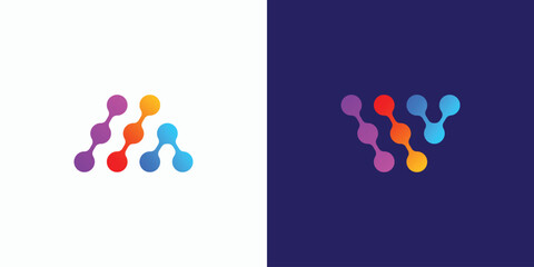 Vector logo design of initials letter M and W technology connection with modern, simple, clean and abstract style. Icon for business, and personal branding.