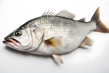 Obraz premium Barramundi fish on white background, AI Generated