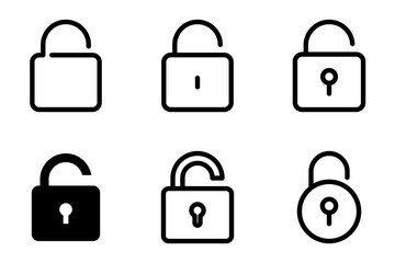 unlock, padlock icon symbol vector template collection