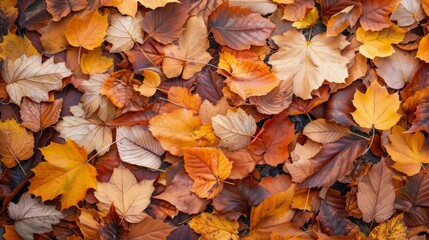 Obraz premium Autumn leaves pattern background top view