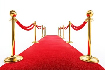 Red carpet with ropes premiere ceremony event.