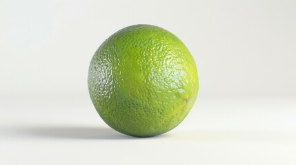 A single lime sitting on a white surface