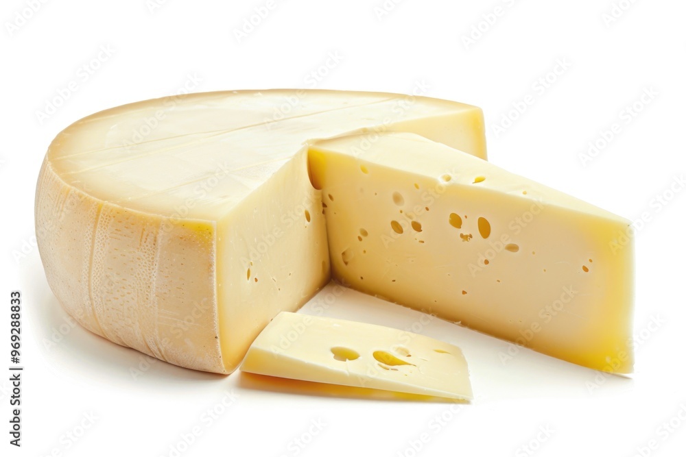 Poster a slice of cheese with a wedge taken out, ideal for serving or using in recipes