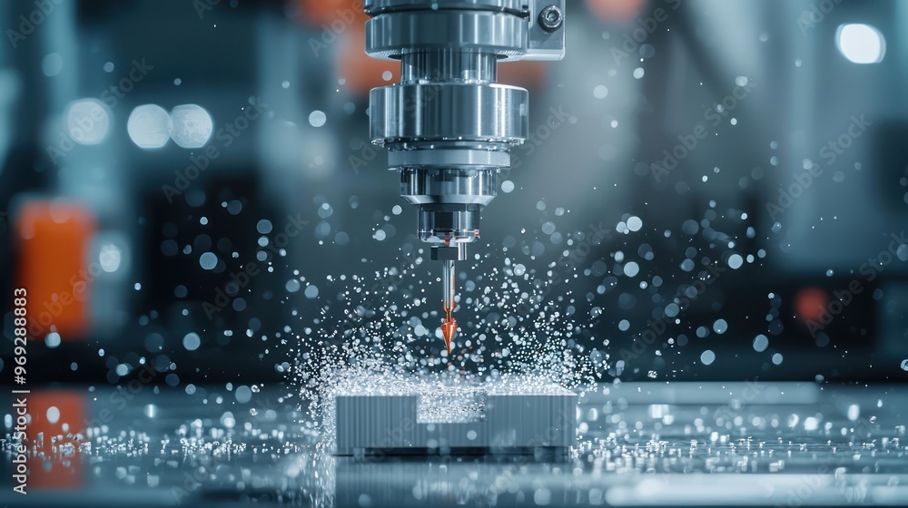 Poster cutting-edge tensile strength testing machine in hyper-realistic cinematic setting, generative ai