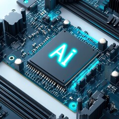 AI Processor on Motherboard Circuit Board