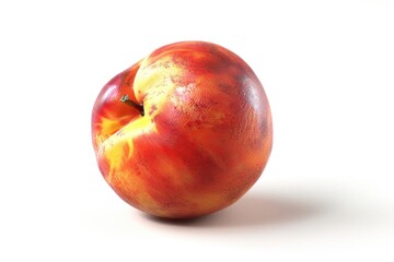 Fototapeta premium A single red and yellow apple sits on a white surface