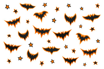 Happy halloween, Bats flying with star make from paper cut on white background, Decorative Halloween concept