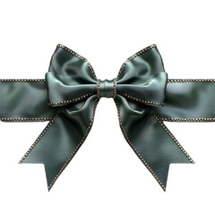 green ribbon bow cut out transparent isolated on white background PNG image