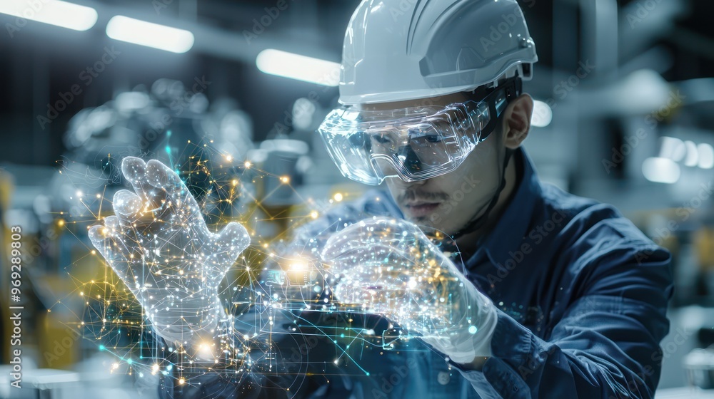 Poster precision testing: engineer ensuring electrical product safety and compliance in a hyper-realistic s