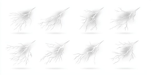 Obraz premium Lights from lightning and thunder, electric hits, and thunderbolt effects isolated on transparent background.