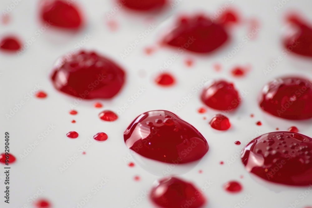 Aufkleber a close-up shot of red liquid on a white surface, suitable for use in medical or science contexts