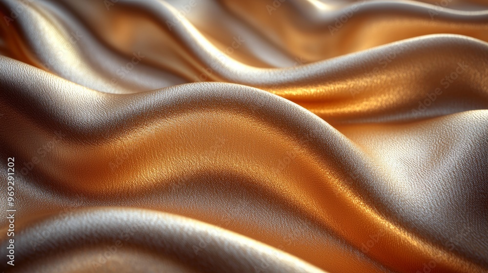 Leinwandbilder close up view of a gold fabric with a large wave pattern