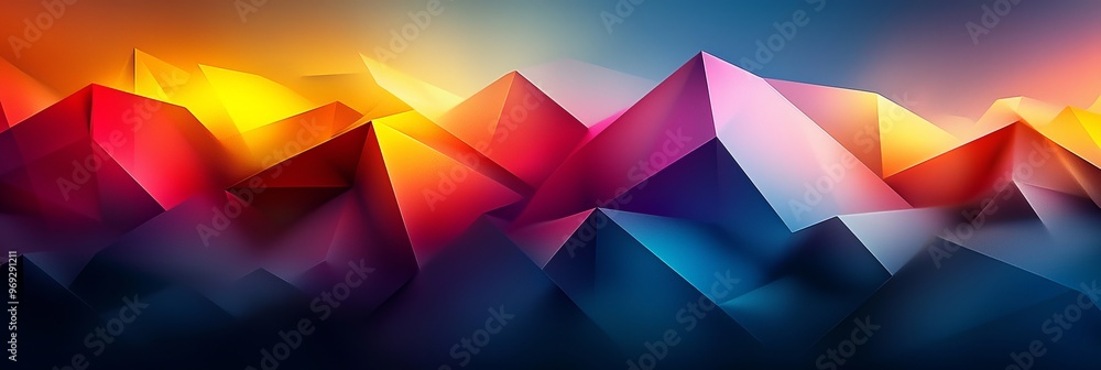Leinwandbilder The blurred edges and gradient effects add a dynamic and captivating visual experience to this abstract composition featuring an overlapping triangle.