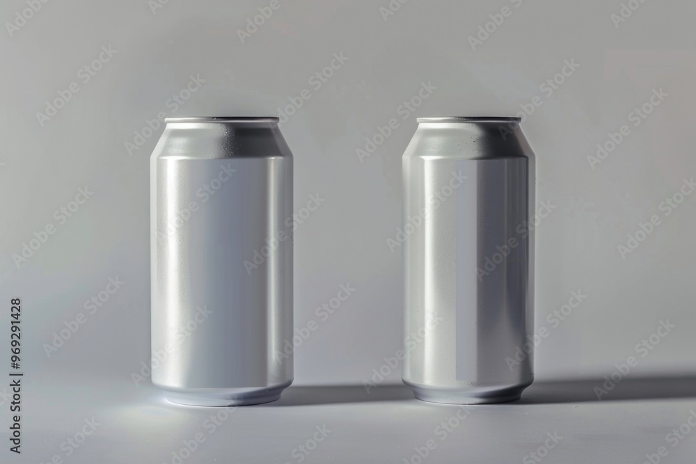 Poster two empty cans sit adjacent, potentially waiting for use or recycling