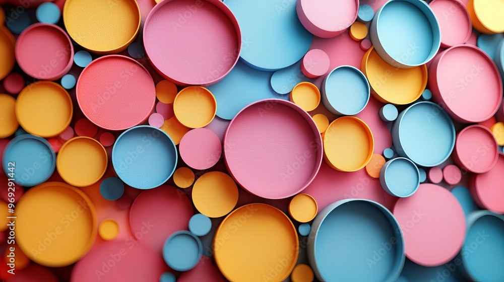 Leinwandbilder Image with overlapping circles in various sizes and colors, creating a sense of depth and dimension