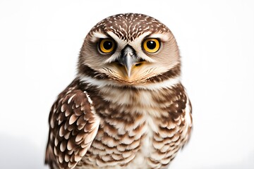 Fototapeta premium Burrowing owl on white background, Ai Generated