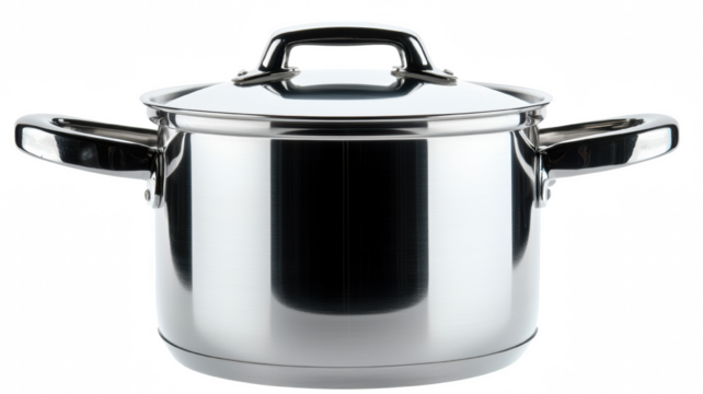 High-quality stainless steel stock pot with a lid. Perfect for cooking soups, stews, and large meals. Durable and versatile cookware.