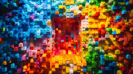 a building made up of and other colorful items