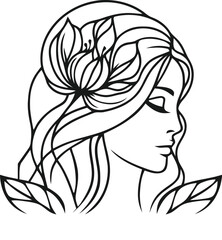 Beauty woman line art luxury creative flower beauty skin care minimalist logo design
