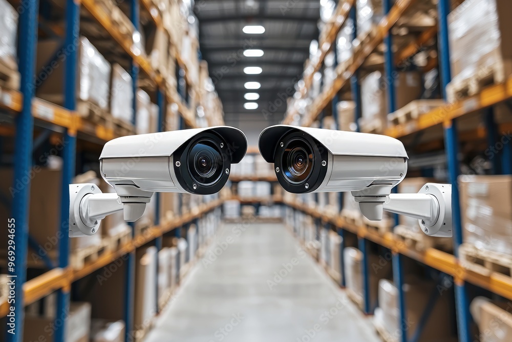 Leinwandbilder A 24 hour indoor video monitoring system has been installed in a warehouse. Round-the-clock video recording has been implemented at the enterprise.