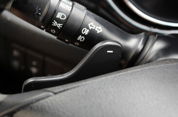 Paddle Shifter. Steering wheel gear shift paddle. Gear Shift Steering Wheel. Left view.