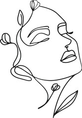 Beauty woman line art luxury creative flower beauty skin care minimalist logo design
