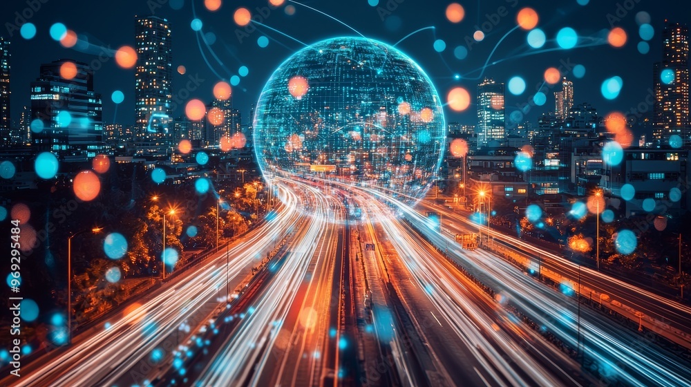 Aufkleber an online traffic control system for smart transportation in a tacit futuristic city. a concept for 
