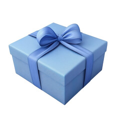 Blue gift box with a matching ribbon, perfect for celebrations, special occasions, birthday gifts, or holiday presents.