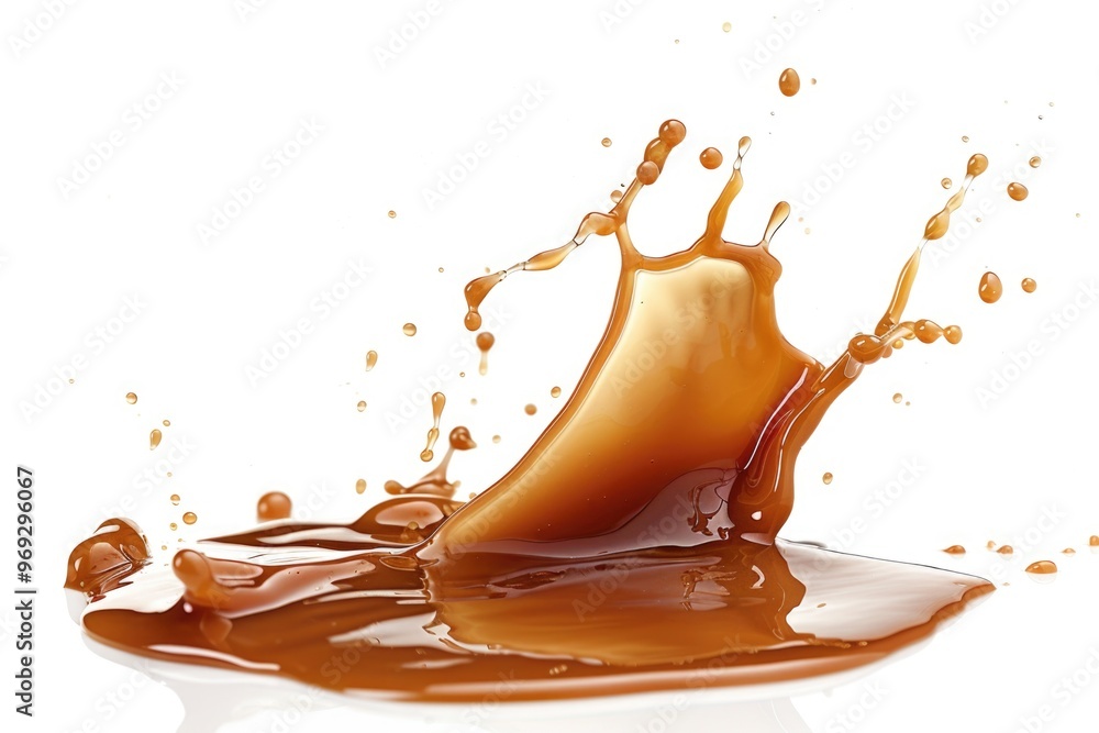 Poster a single splash of liquid on a smooth white surface