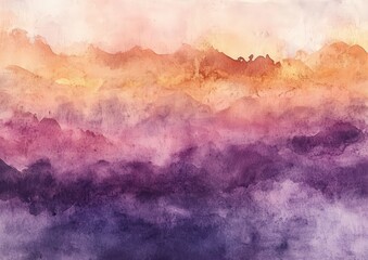 Obraz premium Beautiful sunset over rolling hills with vibrant colors blending in a watercolor style