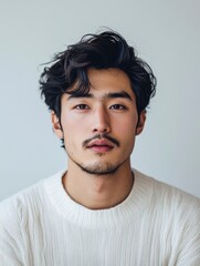 Obraz premium Image of young Asian man on white background with generative ai