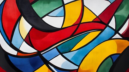 Fototapeta premium Abstract lines and curves in bold, primary colors intersecting to create a modern, energetic feel.