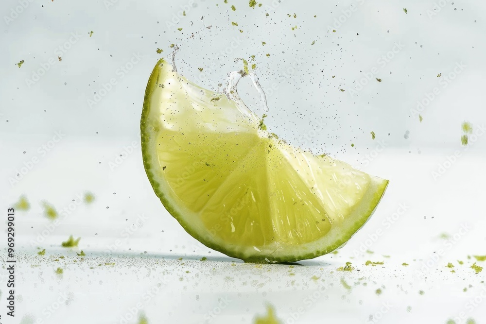 Poster a slice of fresh lime floating in a glass of water, ready to be used or enjoyed