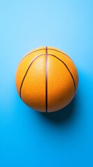 Basketball on blue background, minimalist sports