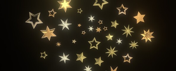 Golden stars twinkle in the night sky