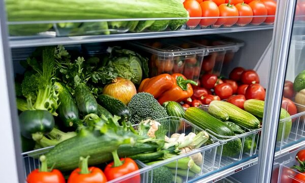 Fresh Produce in a Refrigerator
