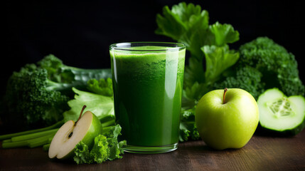 Healthy vegetable and fruit juices Created with Generative AI technology.