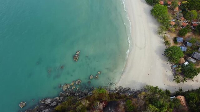 Aerial footage of the Thong Nai Pan Yai Beach in Koh Phangan island in the Gulf of Thailand