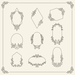 Floral Frames Decorative Ornaments Simple Monoline Illustration