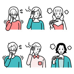 A set of illustrations of poor health.