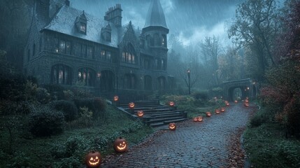 Haunted Mansion on a Rainy Halloween Night.