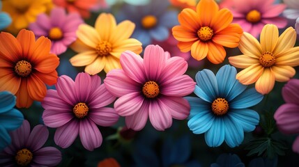 Fototapeta premium Vibrant flowers abound in the garden, showcasing nature's stunning beauty
