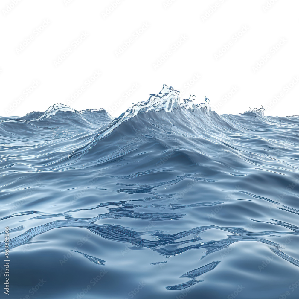 Poster serene ocean waves rolling smoothly with a clear blue surface, creating a tranquil and calming natur